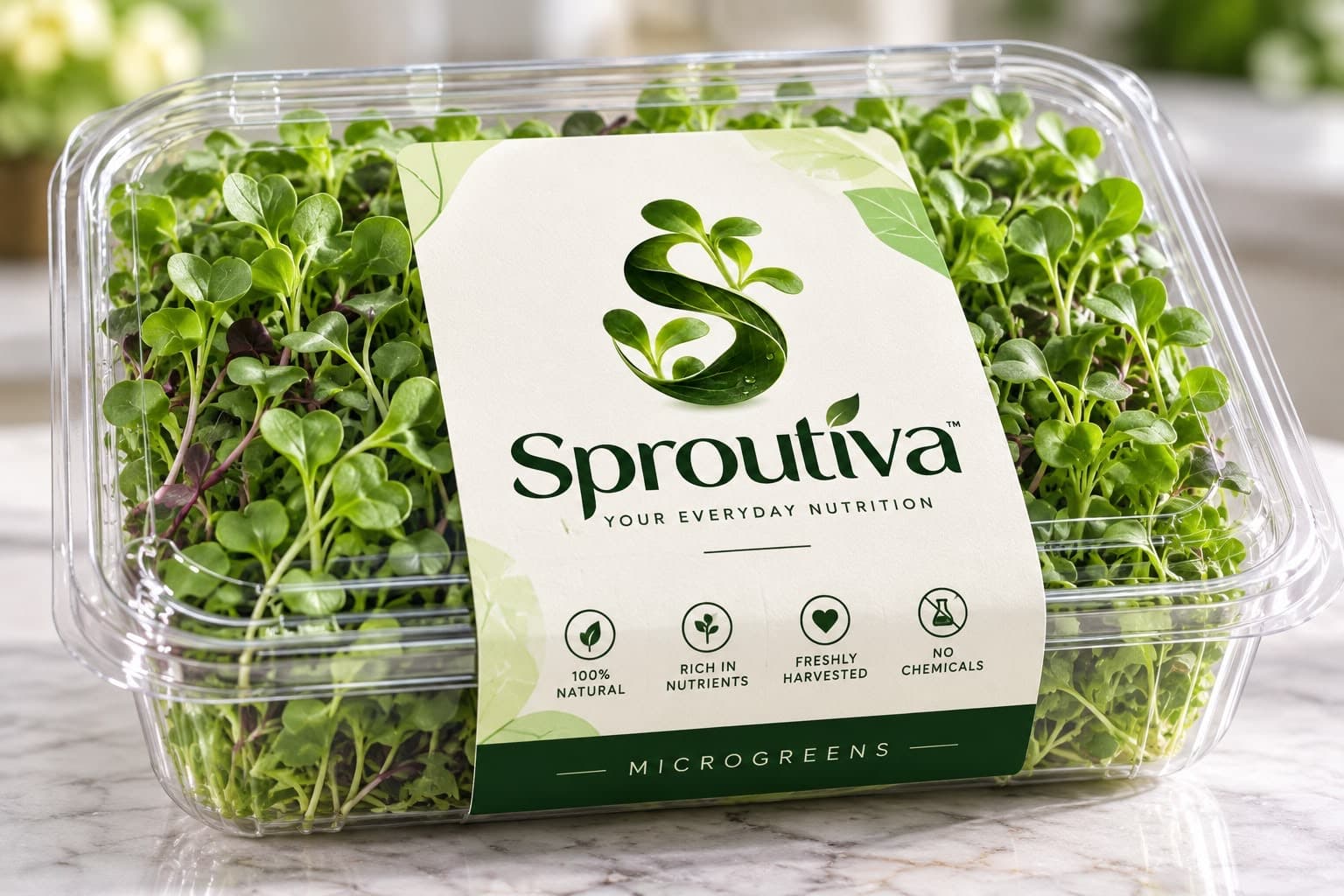 Sproutiva microgreens box, freshly harvested