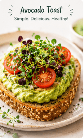 Avocado toast topped with Sproutiva microgreens